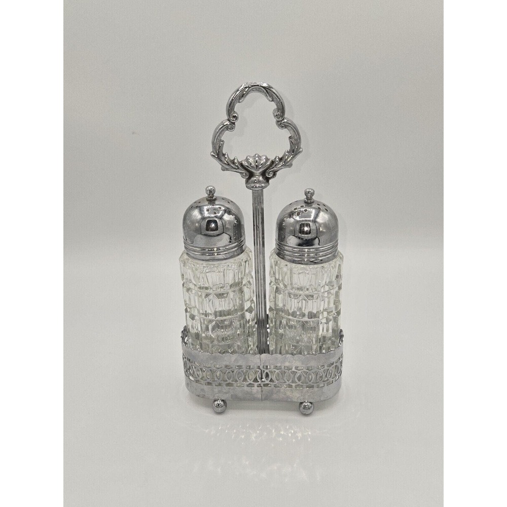 Vintage Chromium Plate Salt & Pepper Shaker Set England